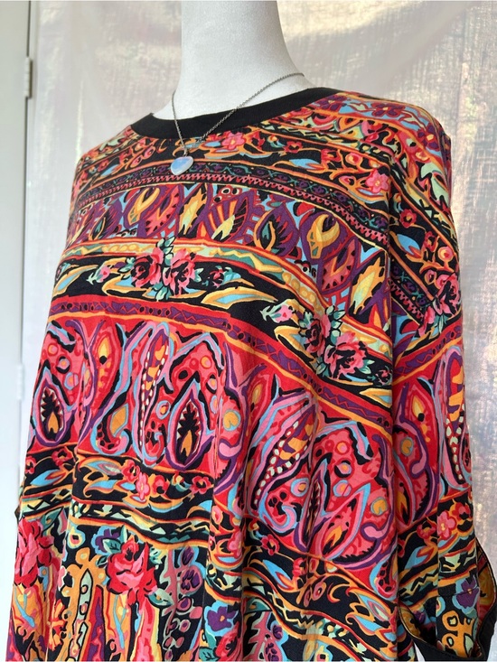 Westbound Tops - Vintage Westbound Pink and Orange Floral Paisley Top. Size 1X. Super 80s!